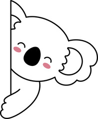 Cute Koala Text Box Frame Crop Hiding Outline Coloring