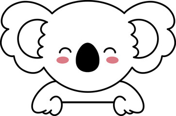Cute Koala Text Box Frame Crop Hiding Outline Coloring