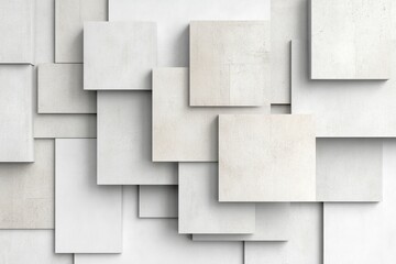 Obraz premium Modern abstract composition of overlapping white geometric shapes in a minimalist design