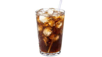 Delicious Glass of Iced Coffee Served with a Straw Perfect for Quenching Thirst on a Hot Day or for Use in Coffee-Related Marketing Campaigns.