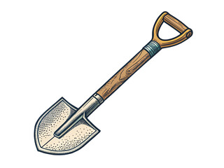 a shovel retro illustration on transparent