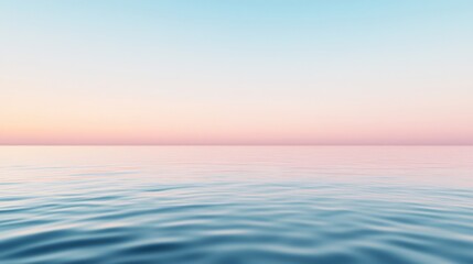 Obraz premium Tranquil Horizon Over Calm Water at Dawn with Soft Pastel Colors Blending into a Serene Sky, Evoking Peaceful and Meditative Feelings of Nature's Beauty