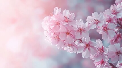 Obraz premium White background with cherry branch