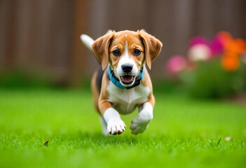Playful Puppy in Garden