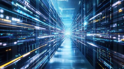 Futuristic Digital Tunnel with Light Trails and Data Effects - Download ...