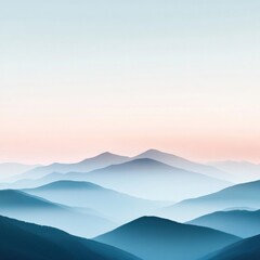 Obraz premium Serene Landscape of Overlapping Mountains Under a Soft Pastel Sky at Dusk, Capturing the Tranquility and Beauty of Nature's Scenic Vistas