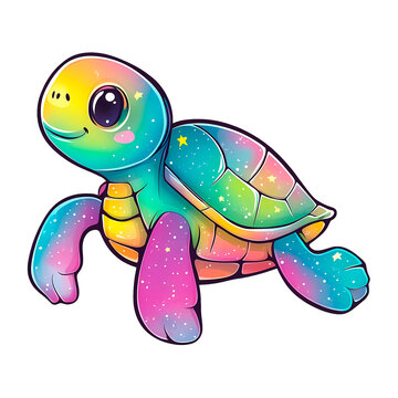 Bright cartoon turtle with stars