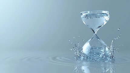 Hourglass with flowing blue sand captured in motion against blurred background showing time measurement concept