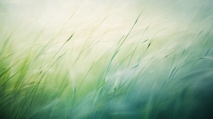 Delicate swirls of pale mint, soft teal, and light jade hues envelop serene meadow grasses, evoking the tranquility of a cool breeze and the peaceful calm of nature's embrace