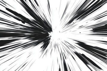 Obraz premium Abstract black and white radial burst; perfect for speed, energy, or motion designs. Illustrates fast movement, explosion, or light; ideal for dynamic backgrounds.