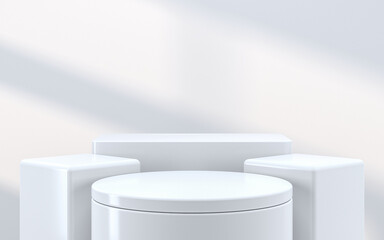 3d podium and white background.