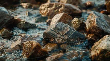 Big rocks piled up and waterlogged, very beautiful. Mountain