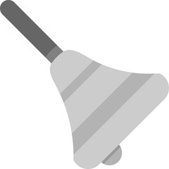 Simple illustration of a gray bell with a darker handle, featuring two horizontal stripes near the top.
