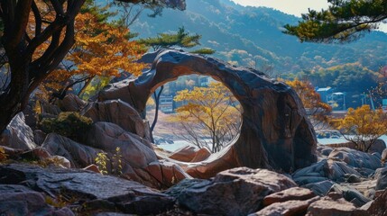 Fototapeta premium Big rocks piled up and waterlogged, very beautiful. Mountain