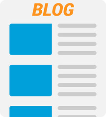 Simplified representation of a blog layout. The top displays the word 