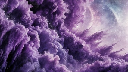 Fototapeta premium A mesmerizing display of purple cosmic clouds swirling in space.