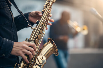 saxophone player in a studio