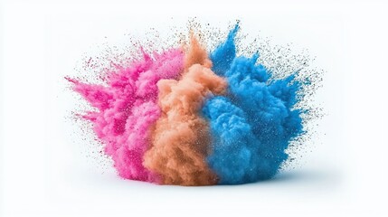 Obraz premium Colorful explosion of powder in pink and blue hues.