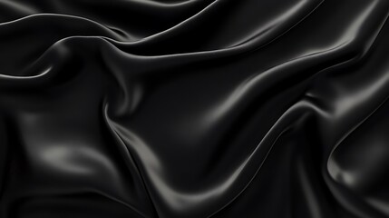 Obraz premium Black silk background with folds and folds. AI Generated