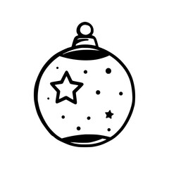 Fototapeta premium Christmas tree toy with ornaments. Xmas ball in a simple shape isolated on a white background. Vector illustration