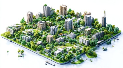 Digital smart city model interconnected systems sustainable infrastructure illustrating how modern technology data green solutions work together to optimize urban living reduce environmental impact