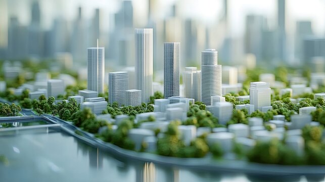 Digital smart city model interconnected systems sustainable infrastructure illustrating how modern technology data green solutions work together to optimize urban living reduce environmental impact