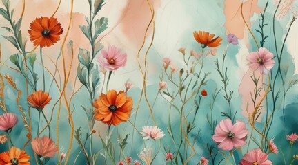 Abstract Watercolor Artwork in Pastel Tones.