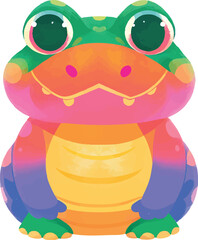 illustration of a cheerful, vibrant-colored Crocodile, perfect for a children's theme