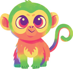 illustration of a cheerful, vibrant-colored monkey, perfect for a children or kid theme