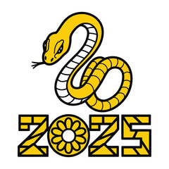 Fototapeta premium Snake Illustration with 2025 Year Design
