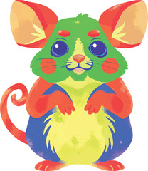 illustration of a cheerful, vibrant-colored mouse, perfect for a children's theme