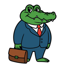 Cartoon Business Alligator in Suit Illustration