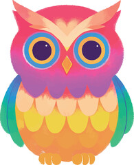 illustration of a cheerful, vibrant-colored owl, perfect for a children's theme