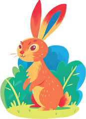 illustration of a cheerful, vibrant-colored rabbit, perfect for a children or kid theme