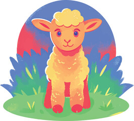 illustration of a cheerful, vibrant-colored sheep, perfect for a children's theme