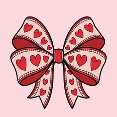 Heart Patterned Bow Illustration