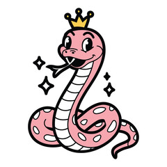 Cute Pink Snake with Crown