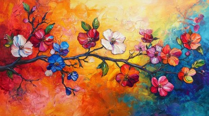Apple branch blooms