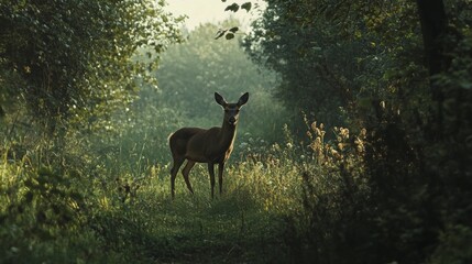 Roe deer alerted by forest sounds