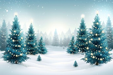 Naklejka premium Enchanting winter wonderland a scenic landscape of snowfall and glimmering snowflakes