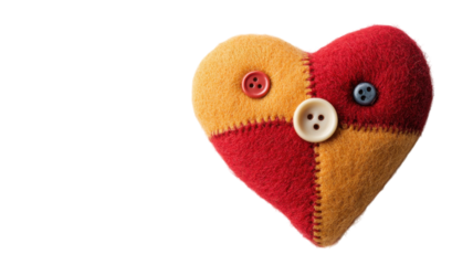 A Beautifully Crafted Hand Stitched Felt Heart with Charming Button Details Perfect for Home Decor or Gifts.