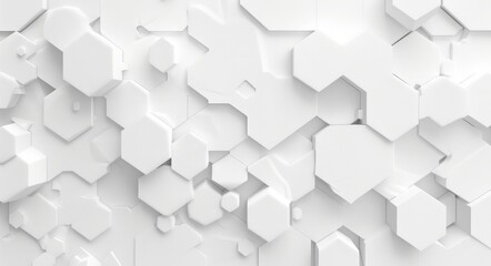 White Hexagon Texture Background. Copy Space for Text in 3D Illustration