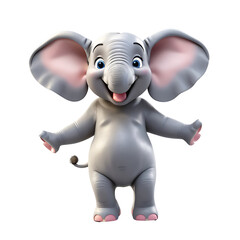 Fototapeta premium Elephant , Adorable 3D Cartoon Elephant Illustration with Playful Design