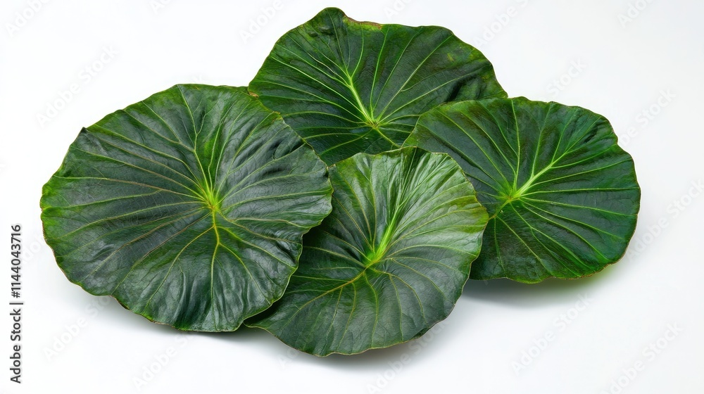 Aufkleber asiatic green leaves displayed elegantly on a clean white background showcasing their vibrant textur