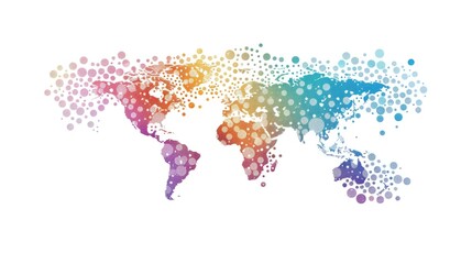 Fototapeta premium Word Map. Detailed Polka Dot Globe Illustration with Dots in Pacific Colors