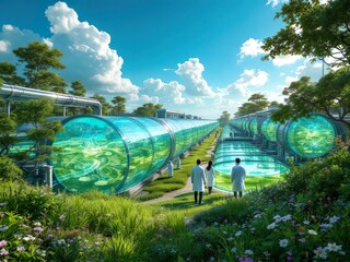 Futuristic Algae Biofuel Production Facility