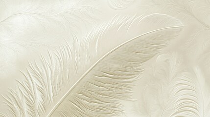 Close-up of two elegant, creamy-white feathers on a matching textured background.