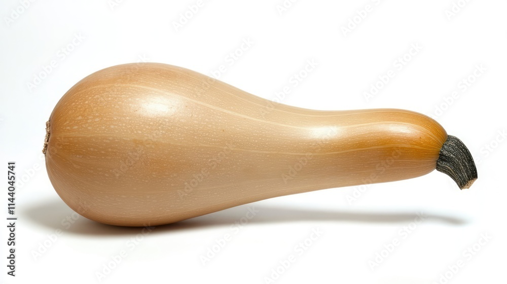 Poster Butternut squash on a white background showcasing its smooth skin and distinctive shape ideal for culinary and health-related projects
