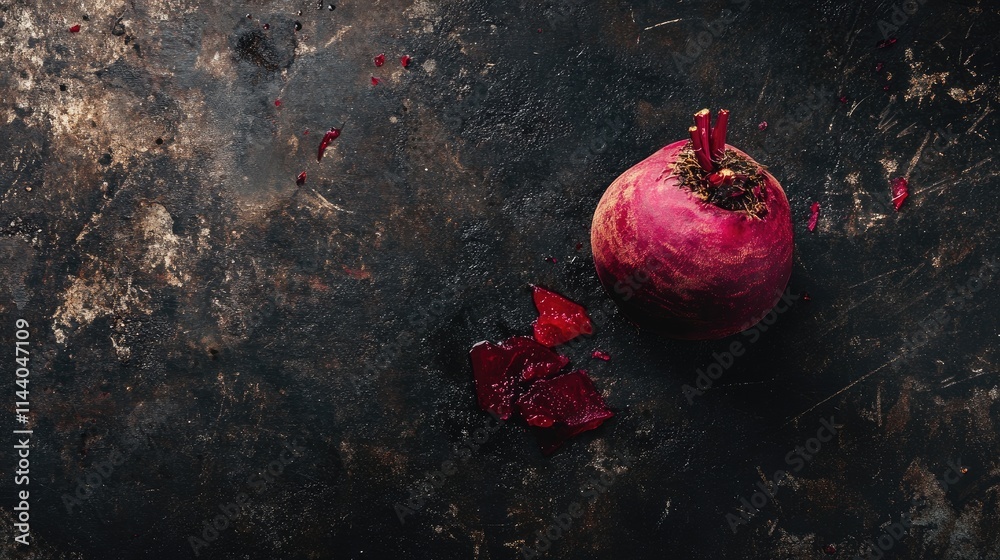 Poster fresh beetroot with vibrant color on rustic background showcasing natural textures and organic produ