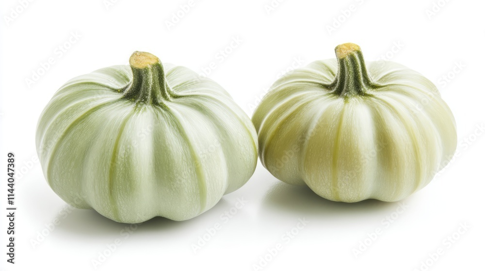 Poster green butterhead squash vegetables arranged on a white background showcasing their unique shape and 